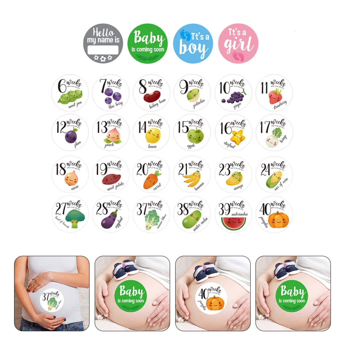 LOPUNER 28 Piezas Pegatinas Decorativas Embarazo para Fotografía Semanal Barriga Crecimiento Adhesivas para Mujeres Embarazadas Marcadores de Mes Señal Mujer Embarazada — view 6