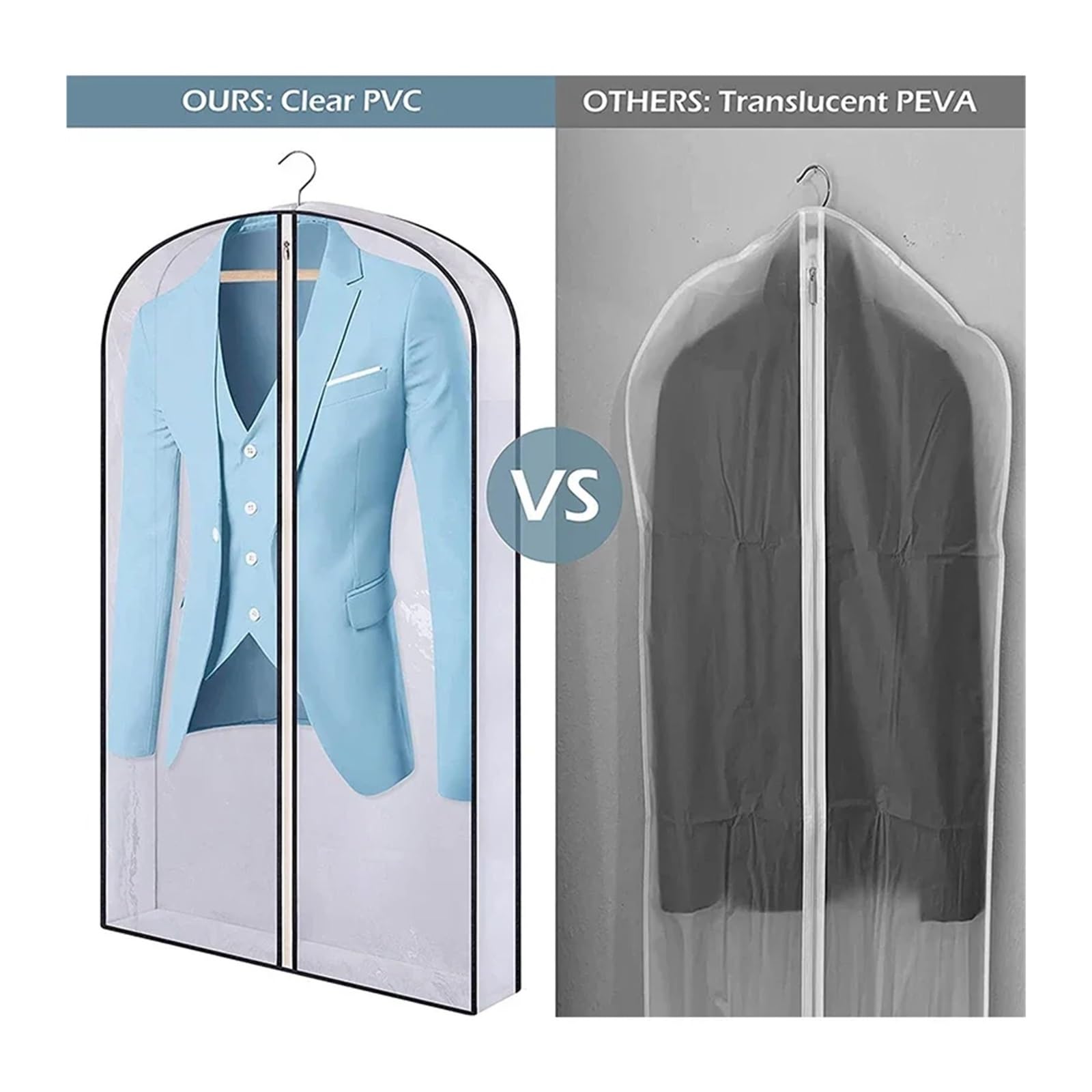 fundas para ropa Wrapped Washable Dust Cover Storage Clothes Hanging Bag Household Coat Transparent Waterproof Suit(M-3PCS)