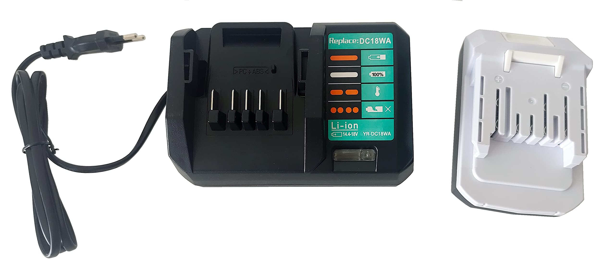 14,4 V 1300 mAh Batteries BL1413G (196375-4) + Kit de Chargeur de Rechange DC10WA pour Makita BL1430G, BL1415G, BL1440G, BL1411G et Outils (DF347D, HP347D, JV143D, etc.)
