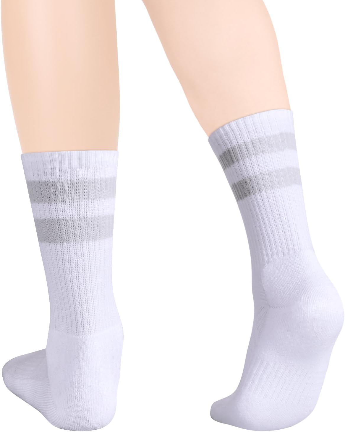 YUEDGE Womens Socks Moisture Wicking Striped Athletic Cushioned Crew Socks Breathable Cotton Tube Socks For Women, 5 Pairs - Image 2