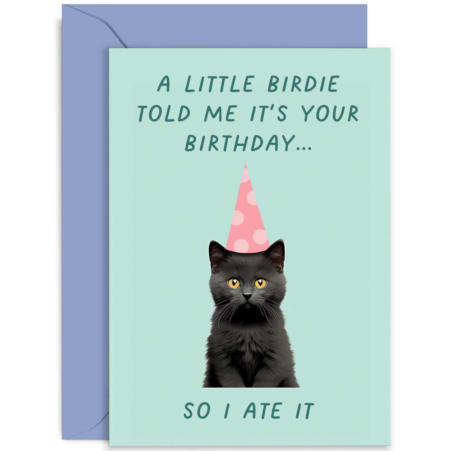 Old English Co. Lustige Geburtstagskarte – 'Little Birdie Told Me' Mit Katzen-Design. Blanko Innen, 12x17 Cm!
