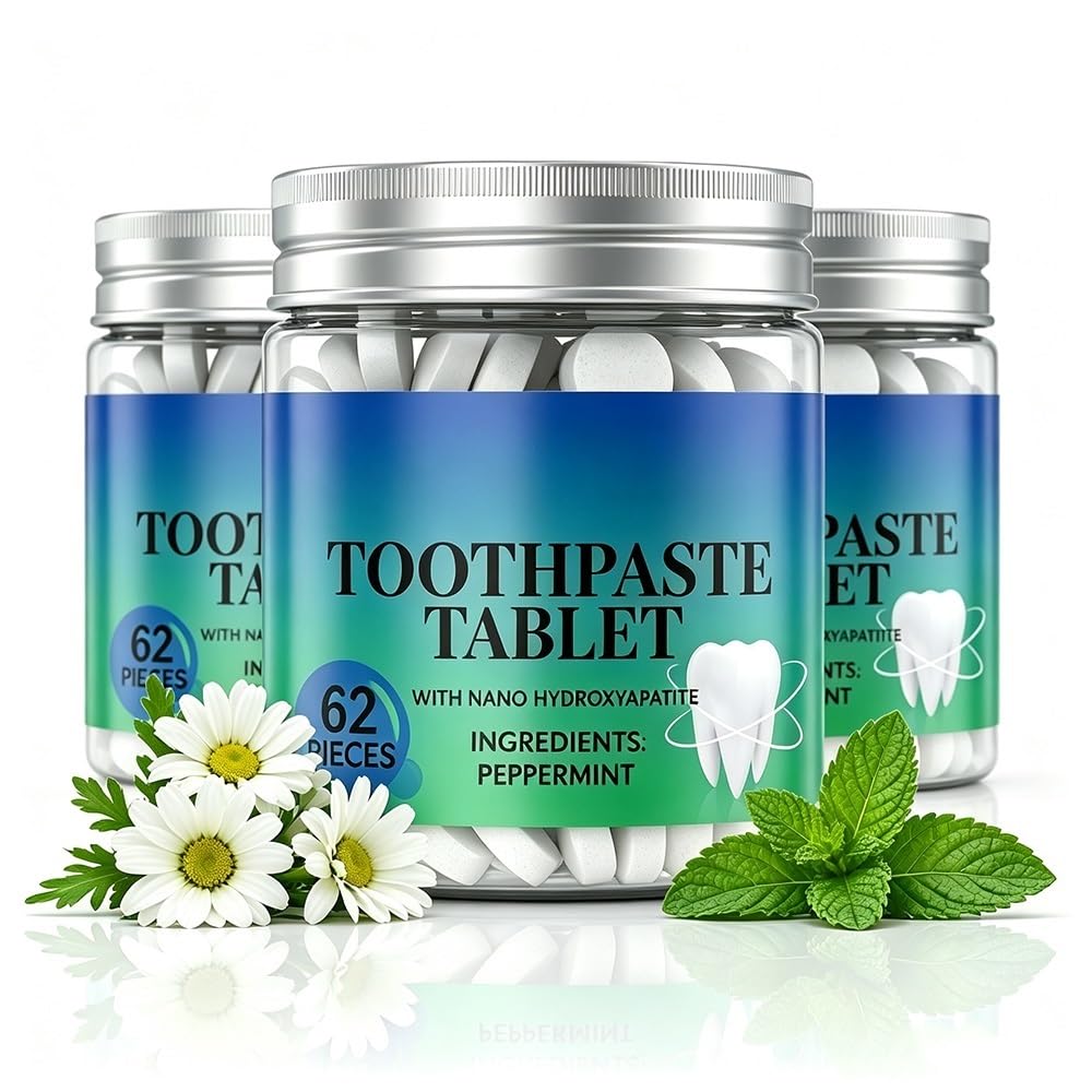 Compresse Di Dentifricio Solido Masticabili Alla Menta Fresca Pulizia | 60 Compresse For La Pulizia Orale Da Viaggio Senza Nano Idrossiapatite(3pcs)