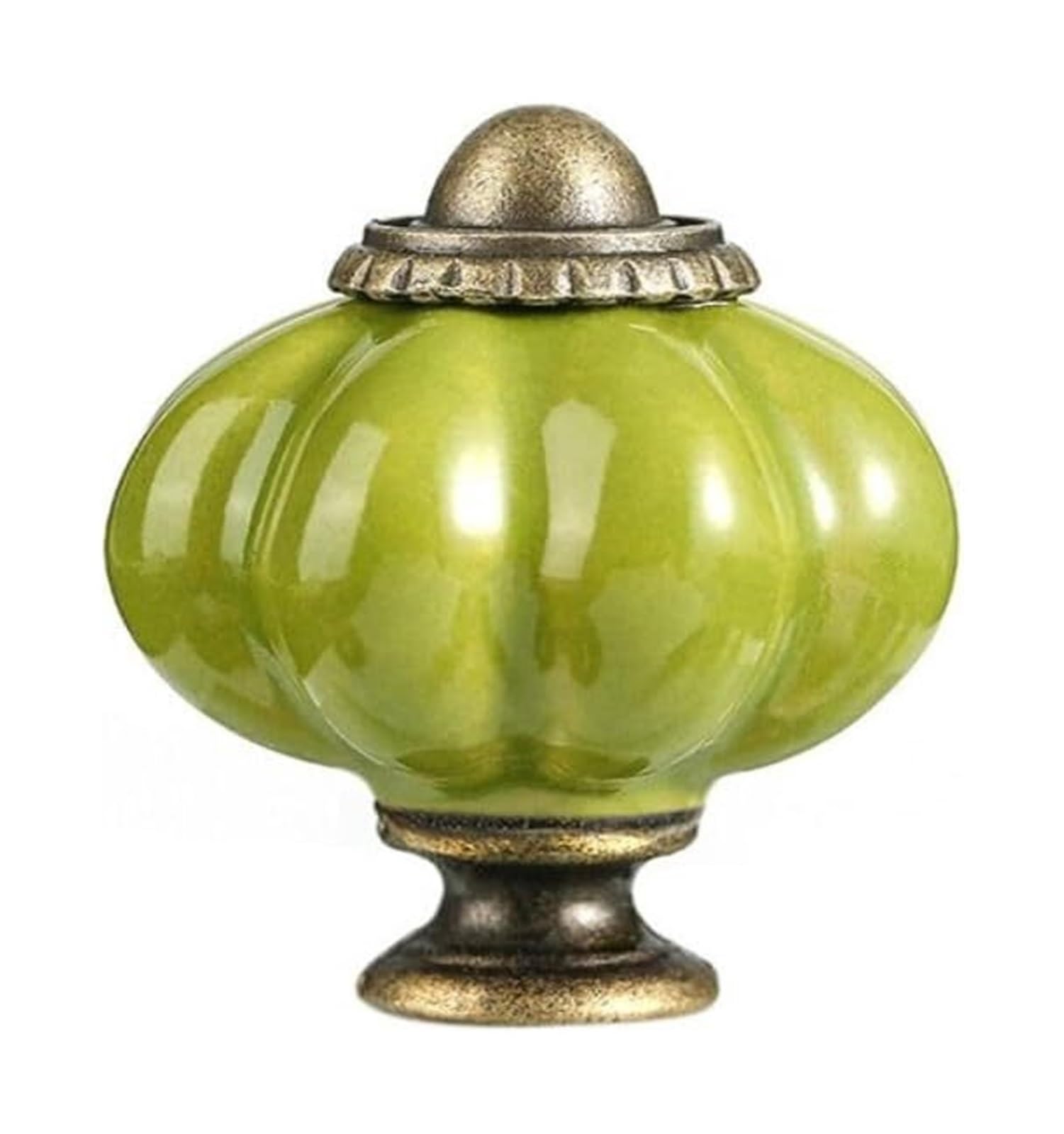 Opeximatun Style12 Drawer Knobs, Retro Single Hole Ceramic Pumpkin Handle Round Vintage Cabinet Knob European Style(Style12)