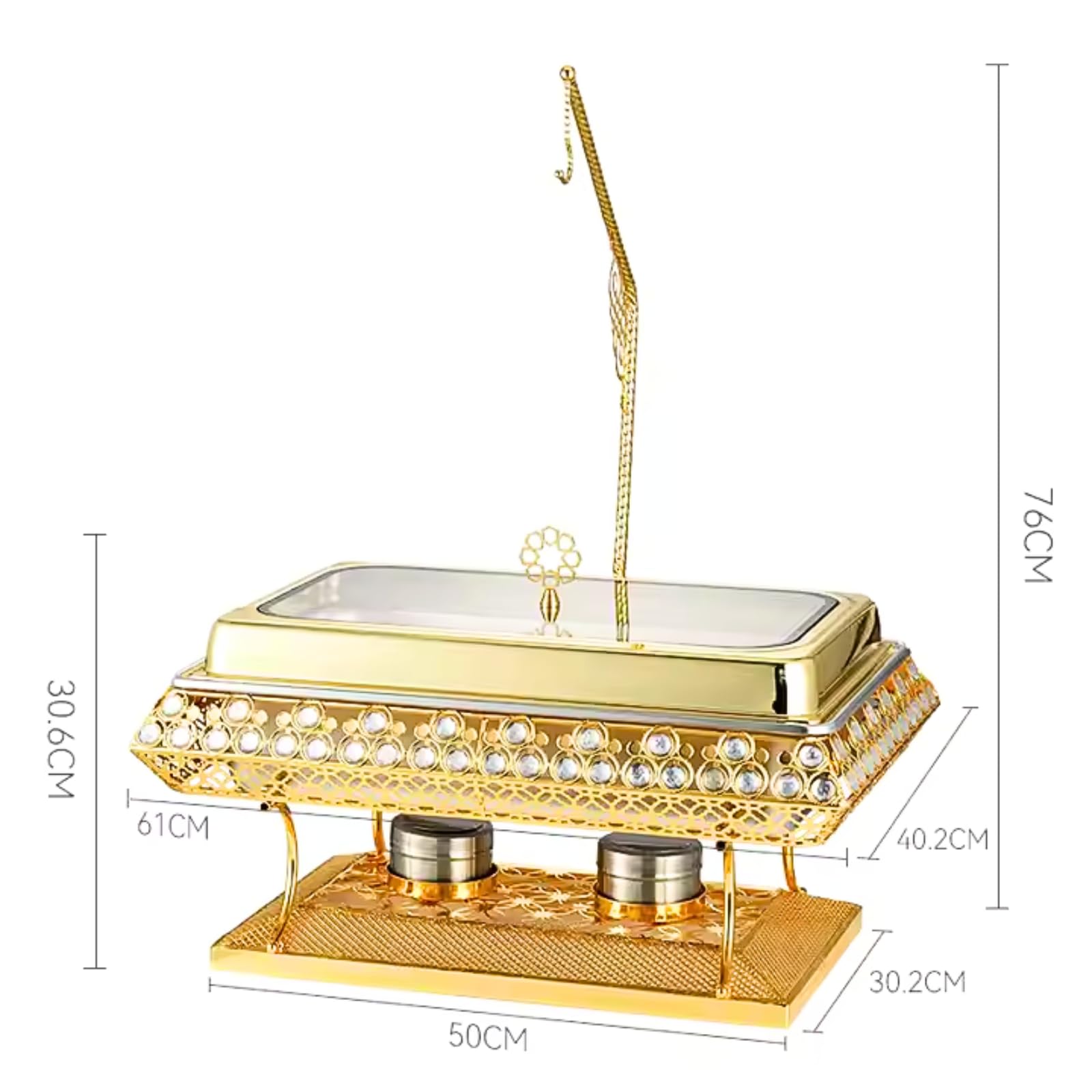 Platos de frotamiento comerciales de 8 litros for Buffet | Chafer de acero inoxidable con tapa colgante Calentadores de alimentos for buffet