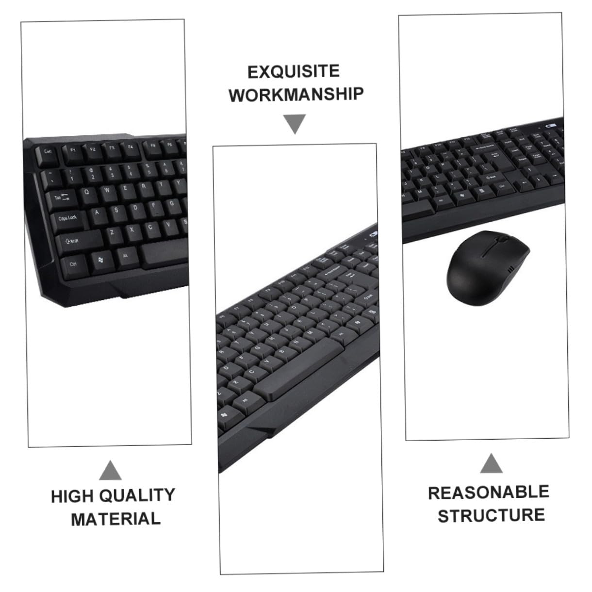 Combo Tastiera e Mouse Wireless 2.4g Nero in Abs per Ufficio
