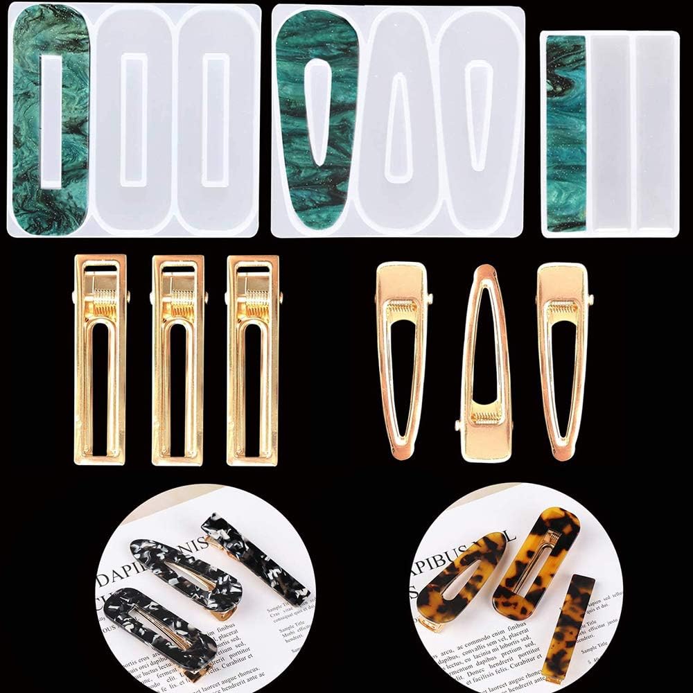 Yangmi Hair Clip Mold UV Resin Moulds DIY Hair Pin Jewelry Casting Mold Epoxy Resin Pendant Making Silica Gel Jewelry Tools