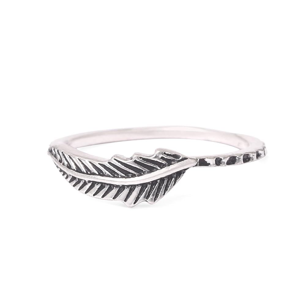 Amazon.com: Apex Crafted Leaf Fashion Feather Ring New .925