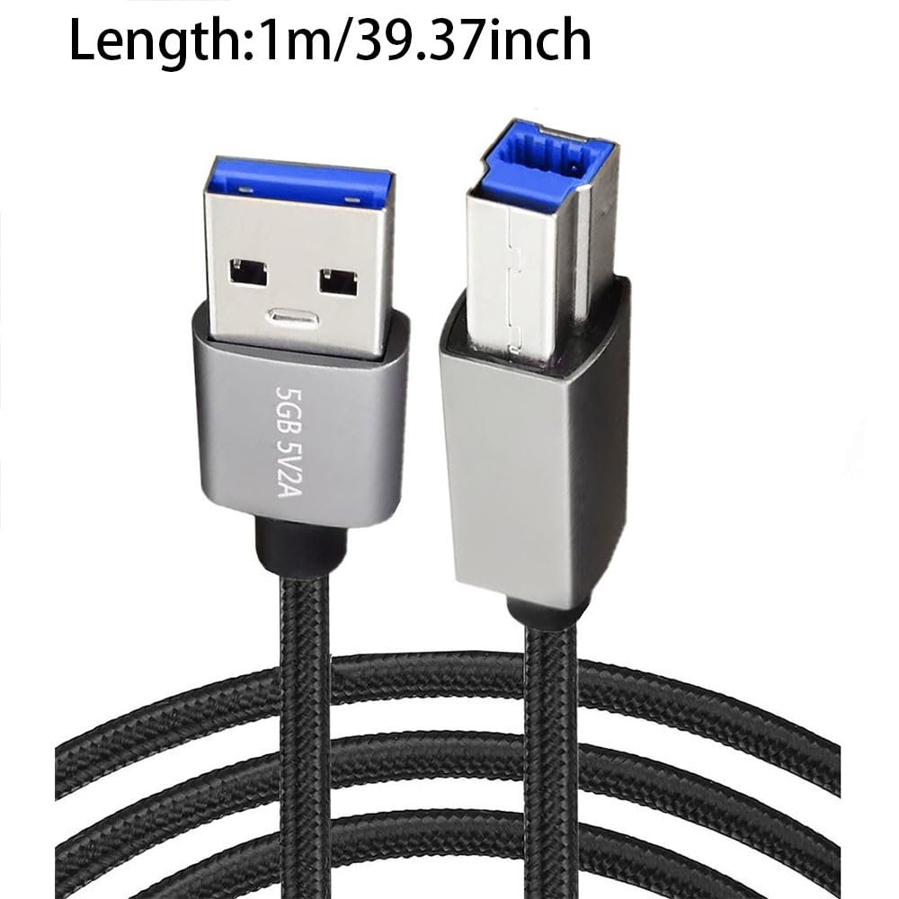 Cavo USB 3.0 da A a B, cavo USB 3.0 tipo A maschio a maschio B per scanner, stampanti, driver rigidi esterni desktop, scanner, hub USB e altro (1 m)