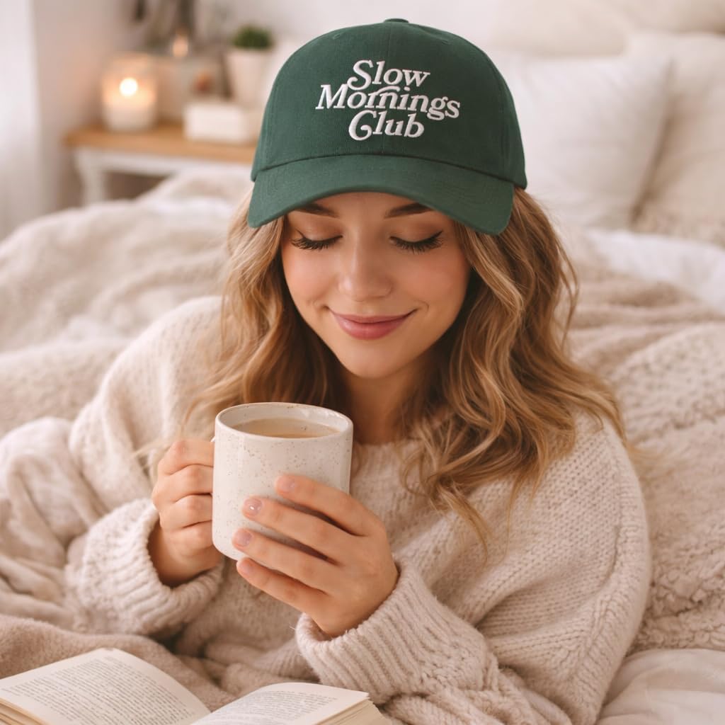 Slow Mornings Club Embroidered Baseball Hat - Image 2