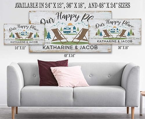 Miniatura 2 de Our Happy Place Camping - Personalized Camping Sign for Campers, Custom Name and Year Established, Happy Camper RV Outdoor Decor, Wedding