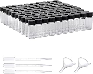 PRECIPETTE 5ml Sample Vials, Pack of 100 Clear Glass Sample Bottles with Screw Cap& Funnel&Dropper, Lab Sample Vials for Laboratory, Taking Water Samples, Seeds, Essential Oil