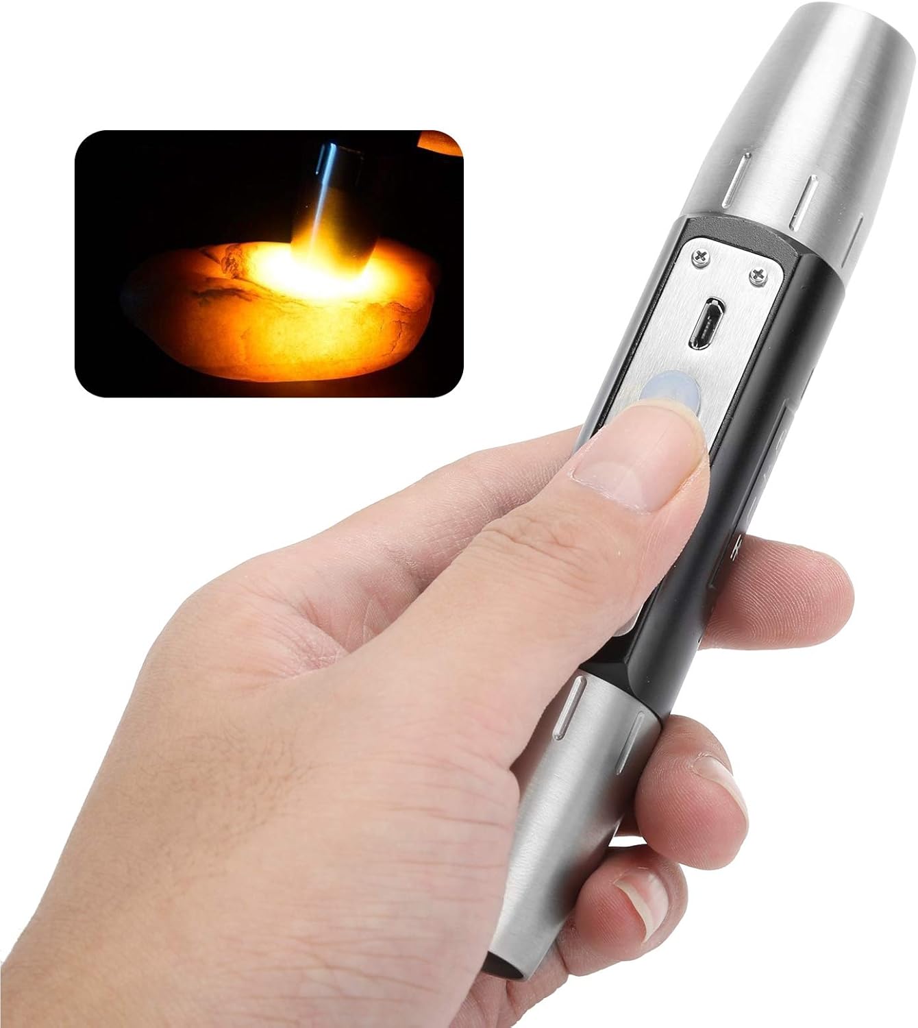Watris Veiyi Expert Jade Flashlight, Jade Appraisal Light, Jewelry Identification Torch, Dual-Head 4 Light Sources, USB Rechargeable Flashlight