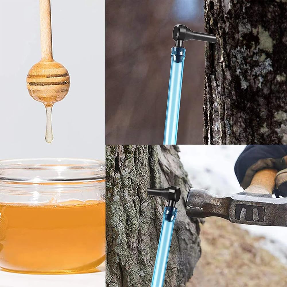 Sarini Robinets de sirop d'érable avec 12 Kits de taraudage de sirop d'érable antidérapants de qualité Alimentaire pour Fournitures de sirop d'érable