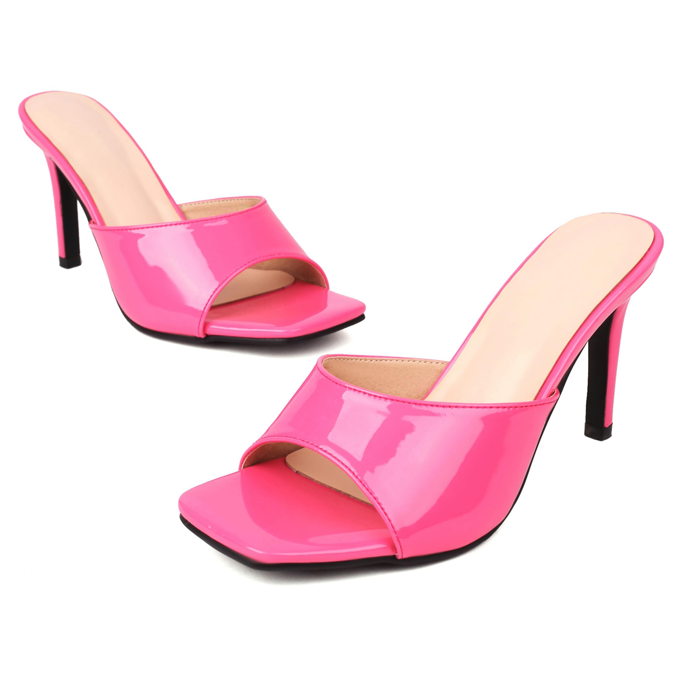 Asterisco Slides Mujer Sin Cordones Tacón De Aguja Tacon Alto Punta Quadrada Zapatos De Fiesta 260140, Talla 33.5-44
