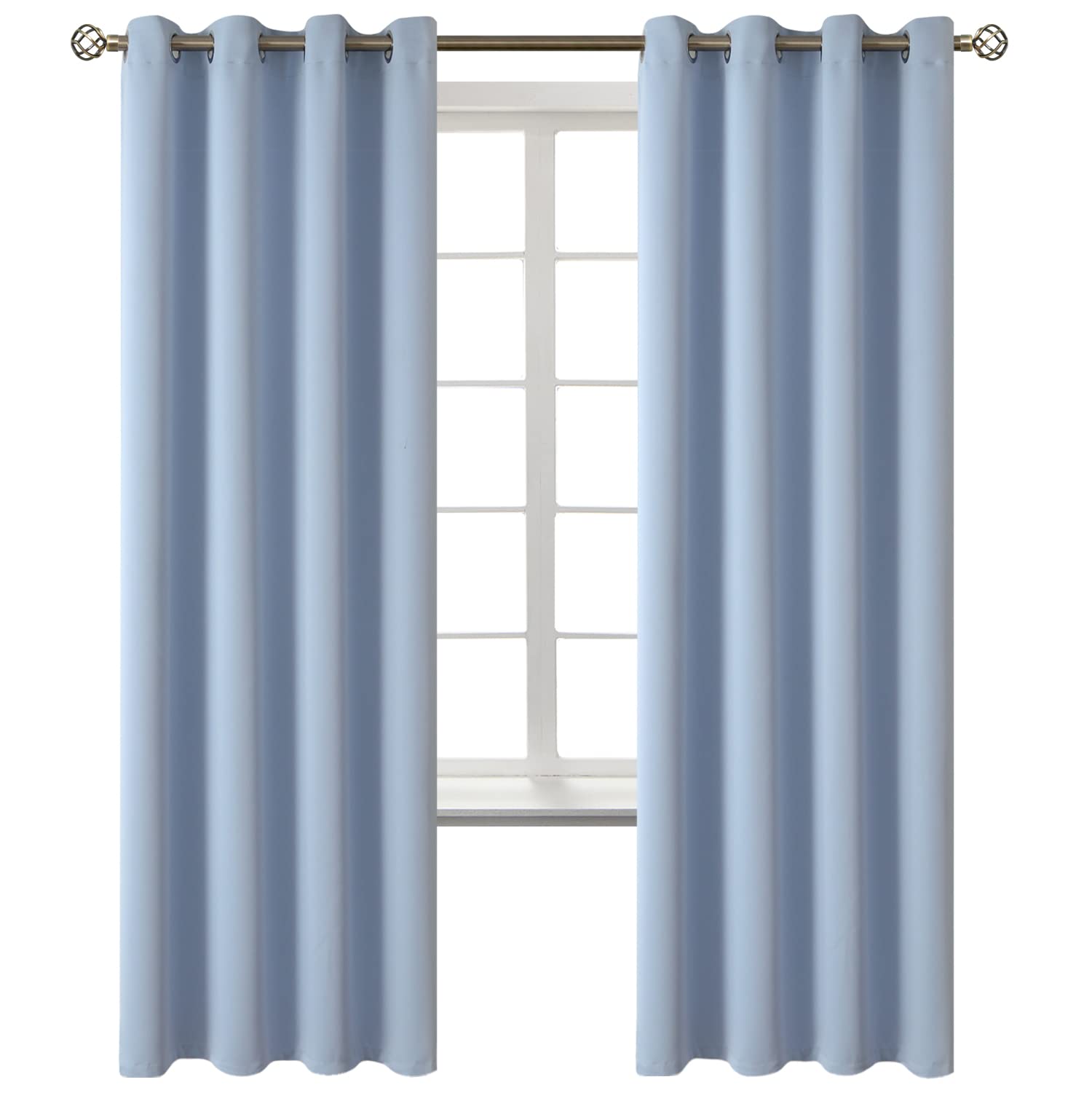 BGment Spa Blue Room Darkening Curtains 72 Inch for Bedroom - 2 Panels