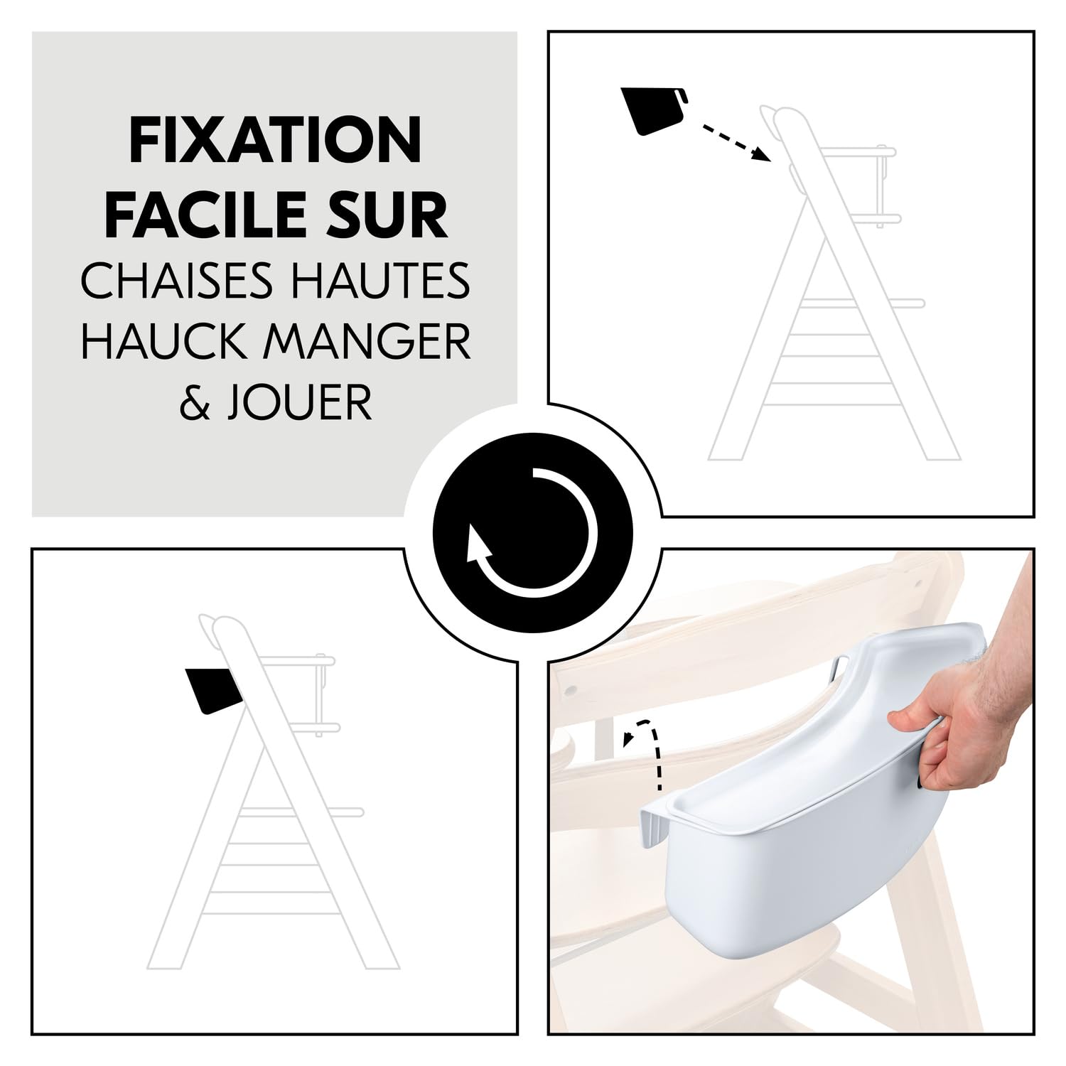 hauck Boite Rangement pour Chaise Haute Bébé Alpha+, Beta+, Arketa - Boîte avec Couvercle, Fixation Facile au Dossier, Charge jusqu'à 3 kg, Facile à Nettoyer, Blanc