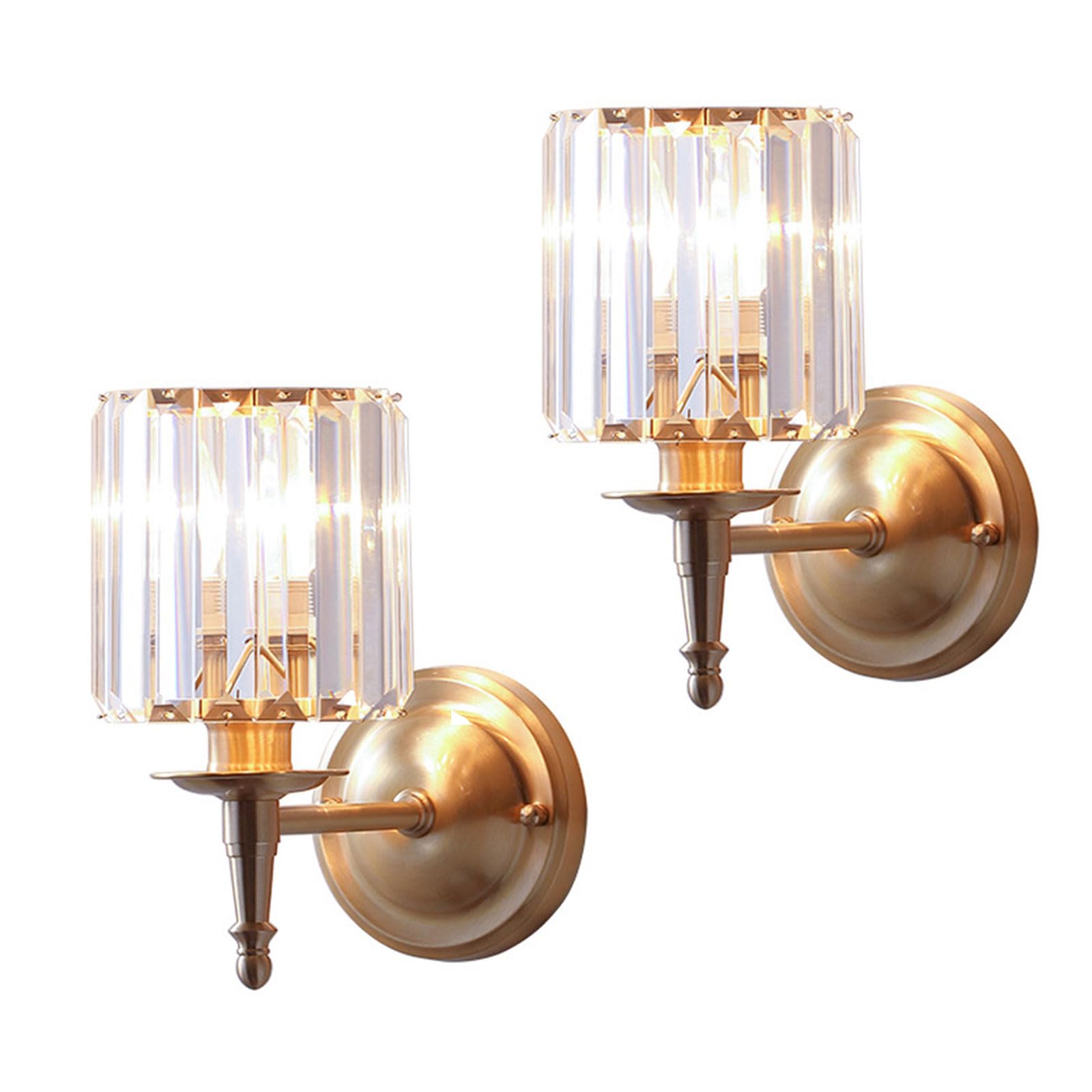 NHPJFDC Wall Sconce Post Light Crystal Lamp E14 Stair Aisle Brass Background Lights for Living Room Bedroom 1 Pack / 2 Pack/1 T-155