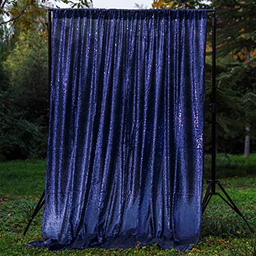 JYFLZQ Navy Blue Sequin Backdrop Curtains 10ft x 10ft 1 Panel Glitter Photo Booth Backdrops Sparkly Photography Background Drapes for Parties Wedding Bridal Showers