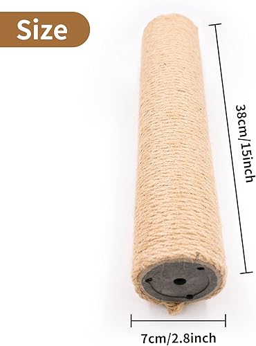 Miniatura 4 de Postes rascadores para gatos de 15 pulgadas, repuesto de cuerda de yute, piezas de repuesto con tornillos M8 para árbol de gato, remodelación de