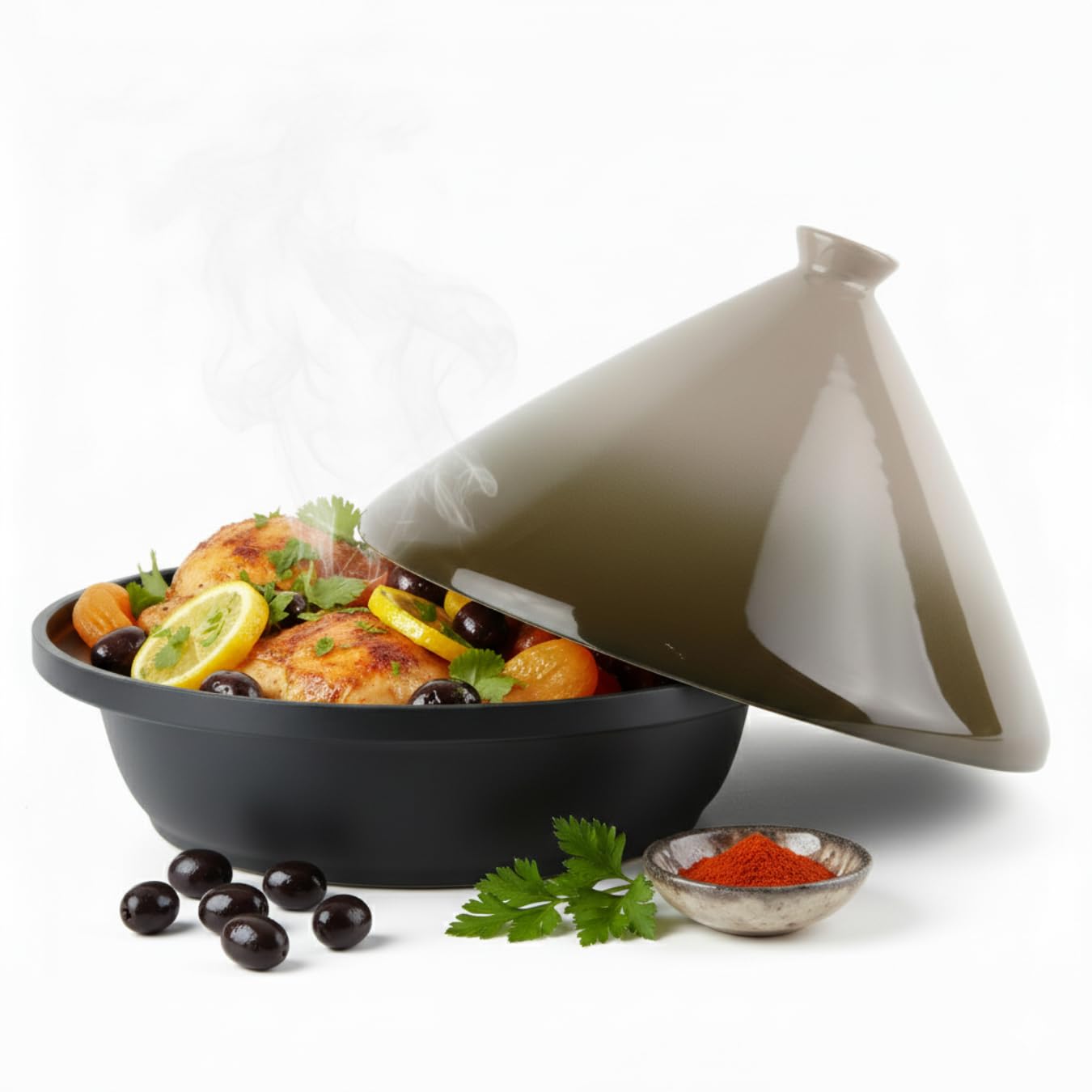 Tajine Induction Tous Feux Diamètre 30 cm - Revêtement antiadhésif - Couvercle Céramique – Fonte d’Aluminium – Marmite, Casserole, Plat pour une Cuisine Orientale Traditionnel