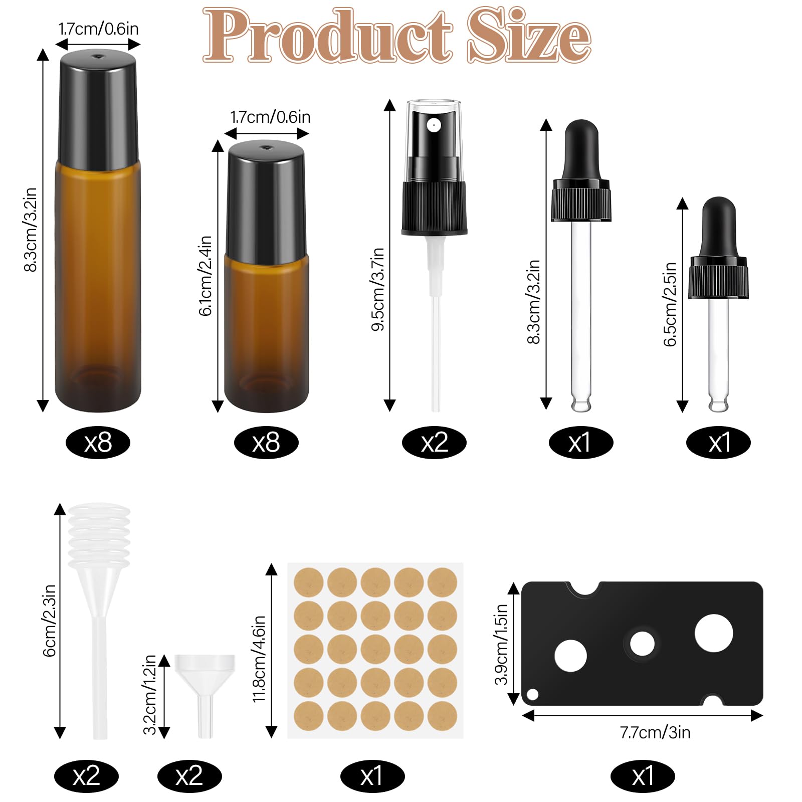 Roll on para Aceites Esenciales, 16 Pcs Botellas de Cristal Rellenable para Perfume 5ml/10ml con Bolas de Acero Inoxidable, Botella de Spray para Mezclas de Aromaterapia Masajes Viajar