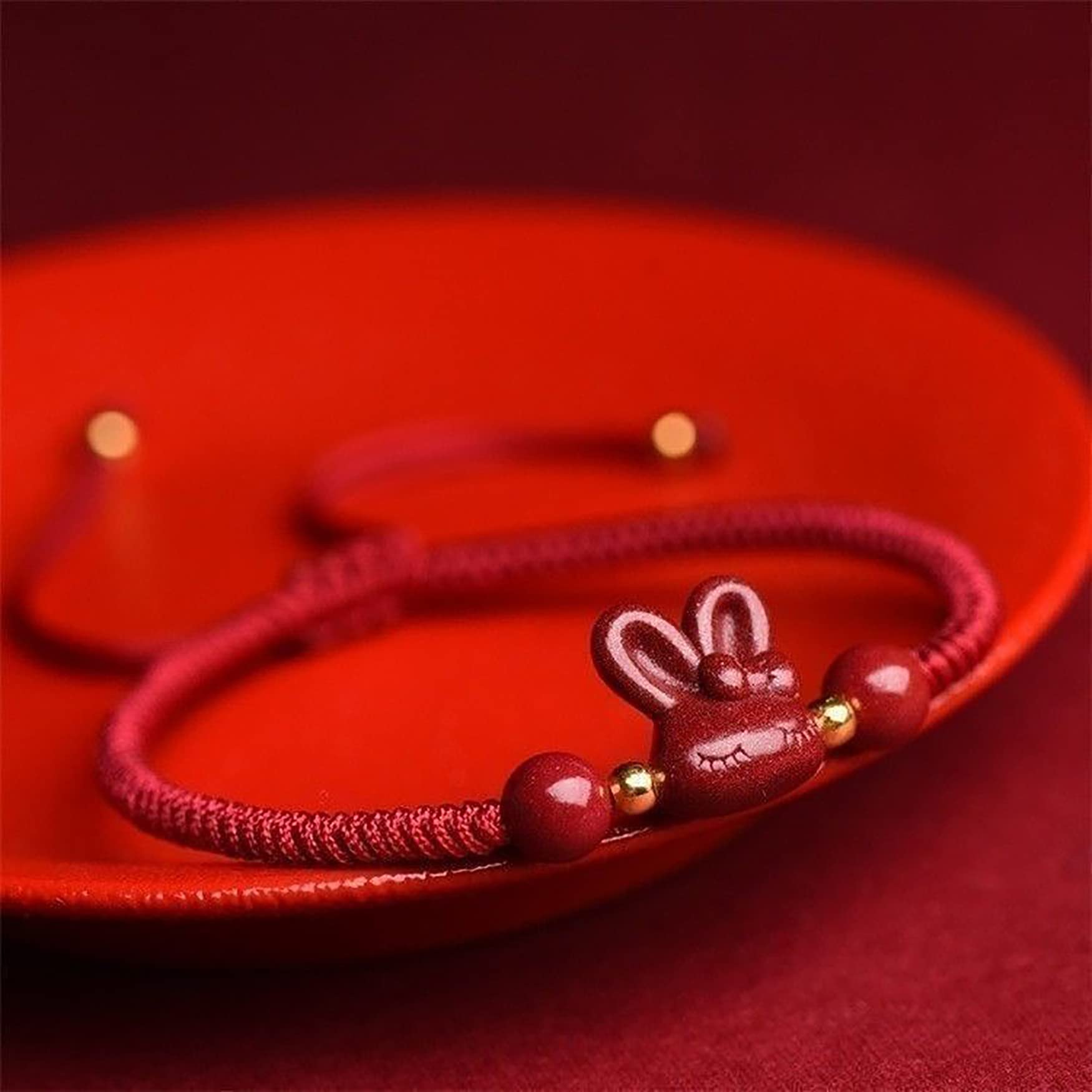 Bracciale Feng Shui, Bracciale Feng Shui Rosso Viola Sabbia Cinabro Coniglio Forte Talismano per Il 2026 Anno del Coniglietto Bracciale Ricchezza Bracciale Cinese Cordoncino Rosso Amuleto Chakra per