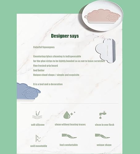 Miniatura 5 de Paquete de 2 espátulas pequeñas de silicona con 4 ganchos, mini raspador de agua para automóvil, escobilla de plástico para fregadero, ventanas,