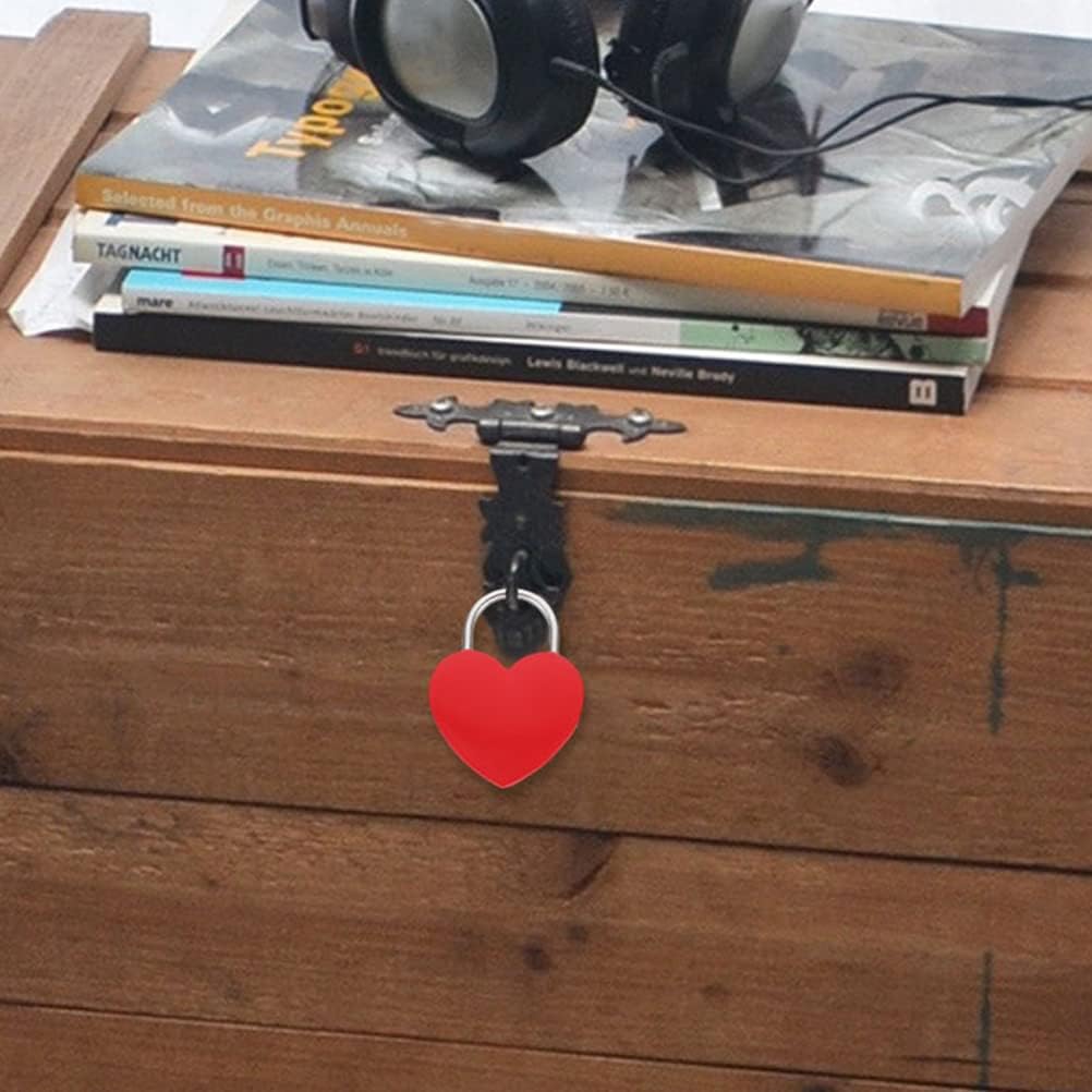 Treasure Chest Padlock,Mini Love Heart Shaped Metal Lock Colorful Diary Book Security Padlock with Key for Jewelry Box Purse Handbag Cabinet Lockers Letter Box Keyed Padlocks (Black)