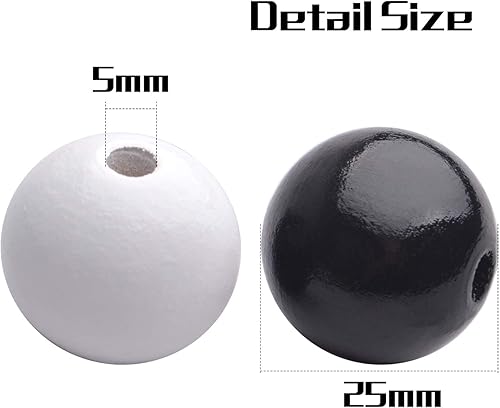 Vista 57 de Aylifu Cuentas de madera blancas, 100 cuentas de madera redondas de 0.787 pulgadas (0.787 in), cuentas espaciadoras sueltas con agujero grande