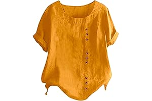 Women’s Cotton Linen Tops with Roll-up Sleeves for Easy Order Tracking