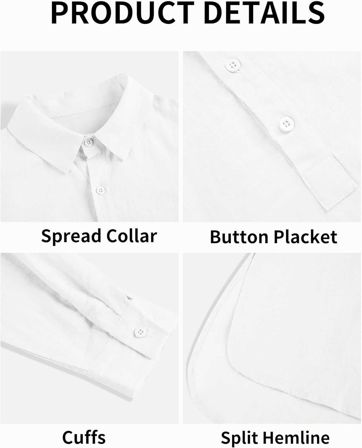 Pretifeel Womens Cotton Linen Tunic Shirts Button Down Long Sleeve Blouse Tops Beach Cover Up - Image 5