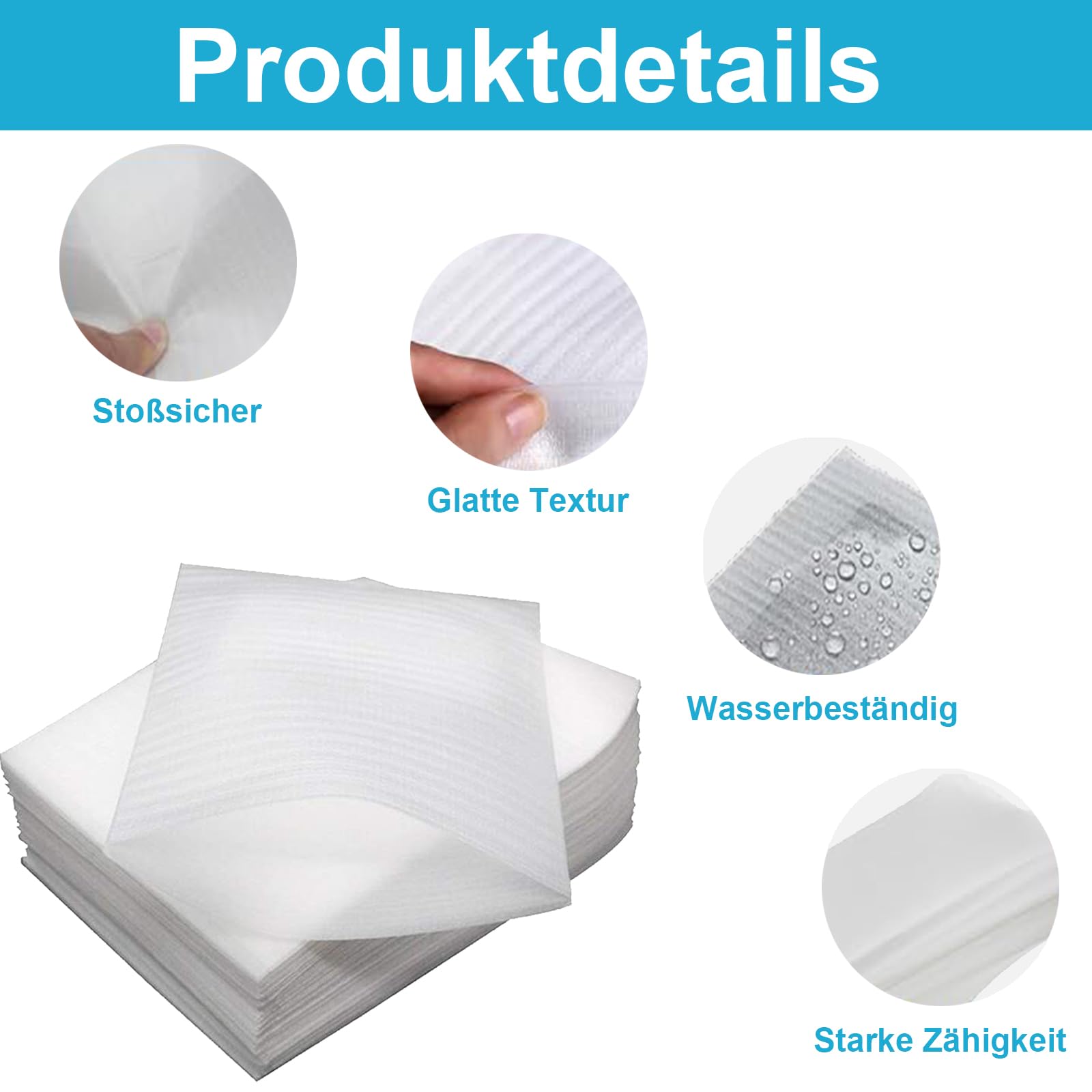 Material de Embalaje de Espuma, 50 Piezas Película de Espuma, Cajas para Mudanzas con Plástico de Burbujas, Material de Embalaje, Material Móvil para Embalaje, Almacenamiento y Envío, 300x300x1 mm