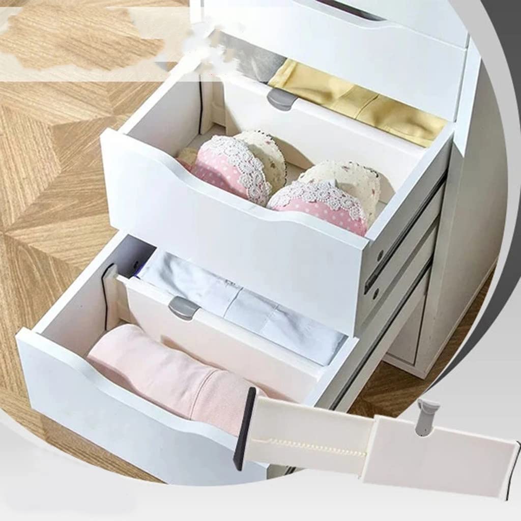 Weiße Schubladenteiler, verstellbar, federbelastet, erweiterbar, Küche, Schlafzimmer, Organizer, einziehbare Schubladentrennwand für Zuhause (L)