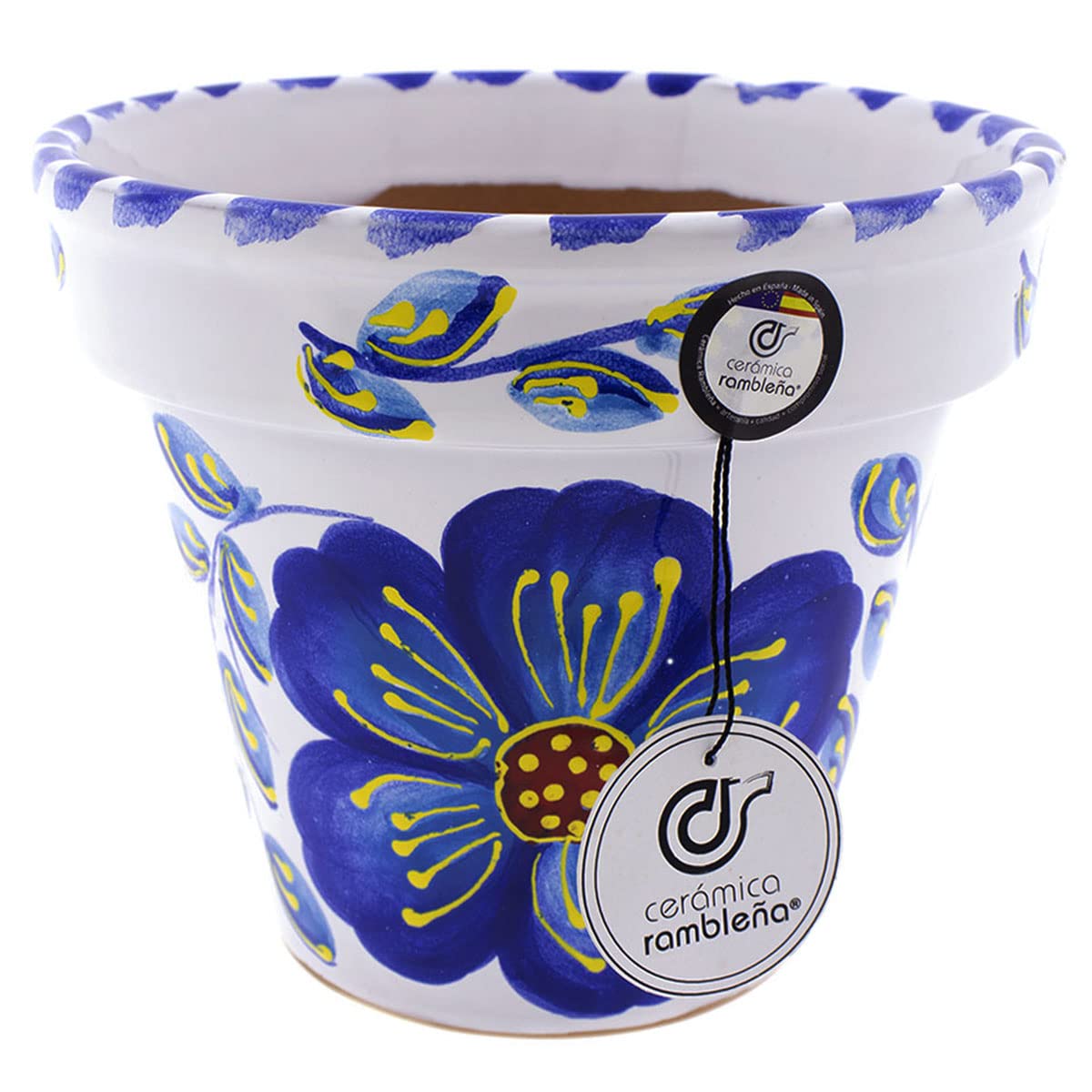 Ceramic RAMBLEÑA | Garnki z czerwonego błota | Dekoracyjne doniczki | Doniczki ceramiczne | Doniczki zewnętrzne | Model D101 | 100% Ręcznie robiona dekoracja | 20x20x17 cm