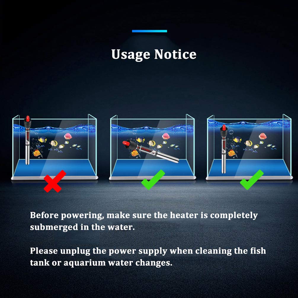 Calentador sumergible para acuarios con termostato con perilla de ajuste, Calentador compacto de ahorro de energía, Calentador de tanque de peces para ranas, tritones y tortugas, Apto para agua dulc