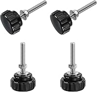 Vista 98 de Uxcell 4 juegos de perillas estriadas con tornillos de pulgar y tuercas, rosca macho métrica M6 x 35 mm, cabeza de plástico de 25 mm, perillas