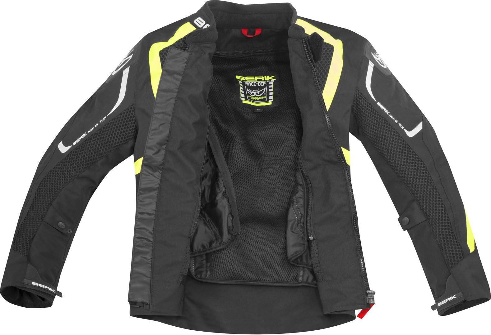 Berik X-Speed Air Kurtka tekstylna motocyklowa, czarny/biały/żółty odblaskowy, 56