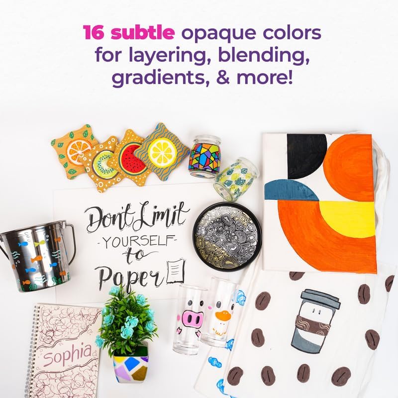 Miniatura 7 de PINTAR Paquete de 16 marcadores de pintura acrílica pastel con punta extrafina, pintura roca, madera, vidrio, cuero, zapatos, juego de bolígrafos de