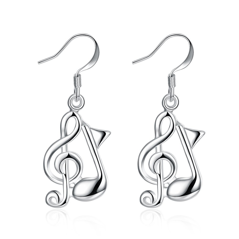 Silver Plated Music Note Dangle Earrings Fashion Earrings Daily Wear