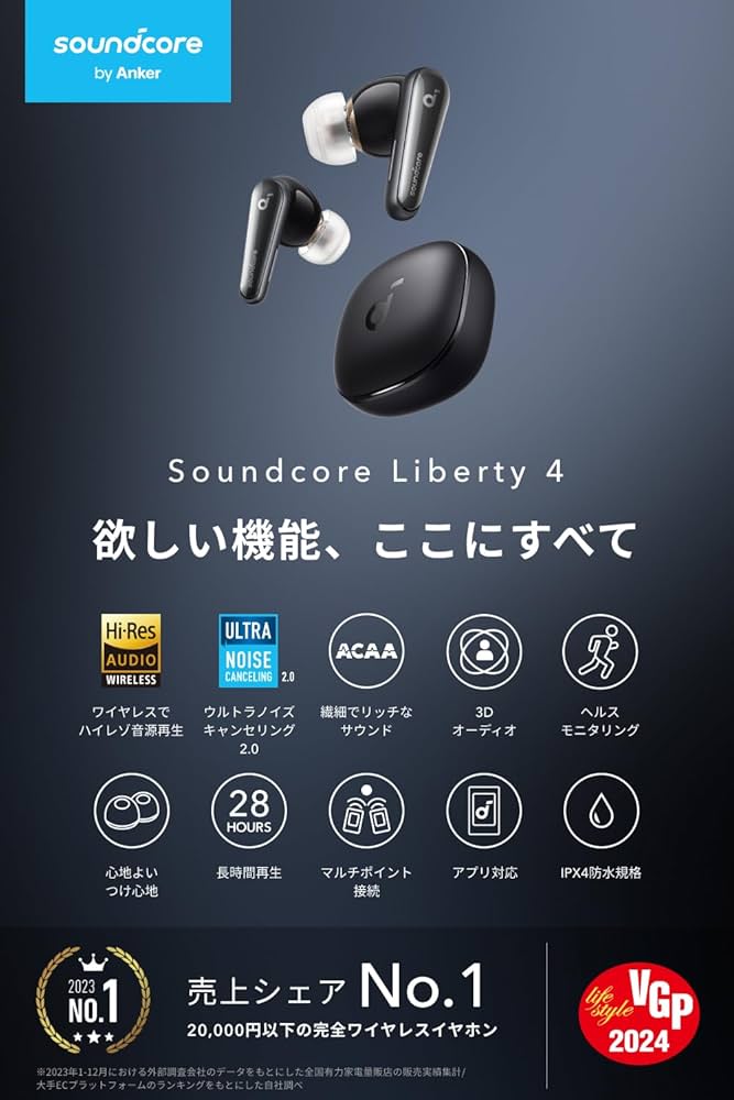 【アルコール除菌済】soundcore Liberty4 週末値下げ AmazonでAnker製品タイムセール。“最強ノイキャン”イヤフォンが
