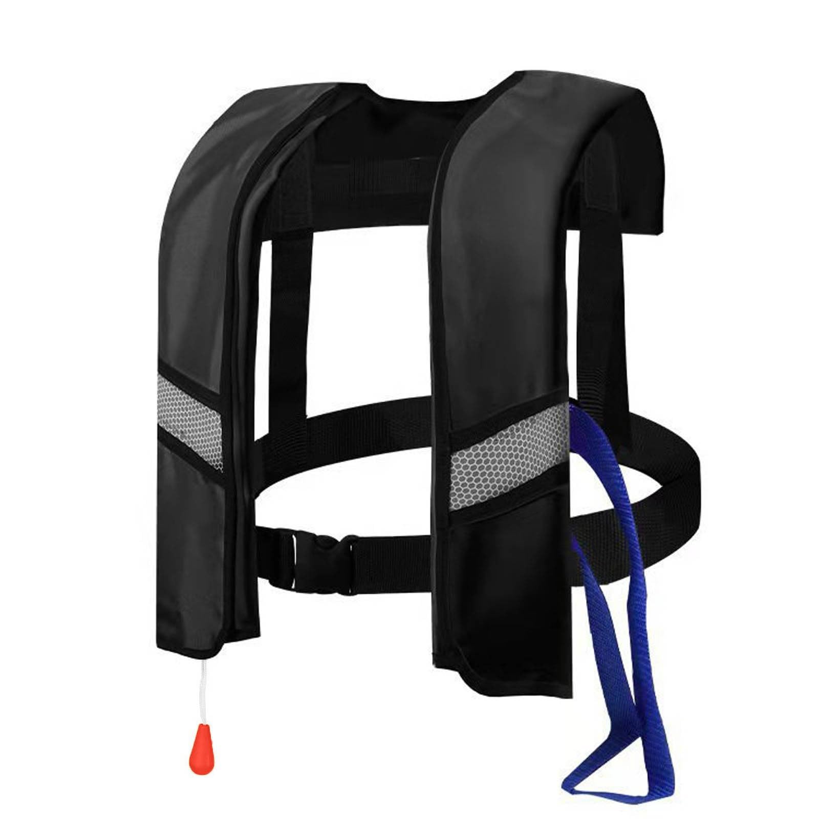 Lifesaving Automatic Inflatable Life Jacket for Water Gear in Water Emergencies Featuring Maximum Buoyancy and Performance for Lifesaving Scenarios (Black, 50X30CM)