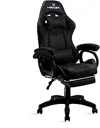 Cadeira Gamer Preto Healer Level Reclinável Giratória com apoio de pés