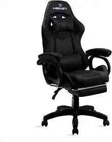 Cadeira Gamer Preto Healer Level Reclinável Giratória com apoio de pés