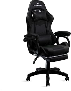 Cadeira Gamer Preto Healer Level Reclinável Giratória com apoio de pés - Produto em review com 1 estrelas e 1 avaliações