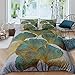 Feelyou Leaves Comforter Cover Ginkgo Leaves Pattern Bedding Set Botanical Leaf Duvet Cover for Children Kids Boys Girls Microfiber Nature Bedspread Cover Nature Room Decor Bedclothes King Size