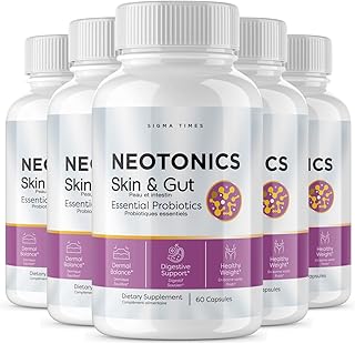 (5 Pack) Neotonics Capsules, Neotonics Skin & Gut Pills, Neotonics Advanced Formula Supplement, Neotonics Review, Neo Tonics Skin and Gut Health Pills, Neptonics Pastillas Neotronics (300 Capsules)