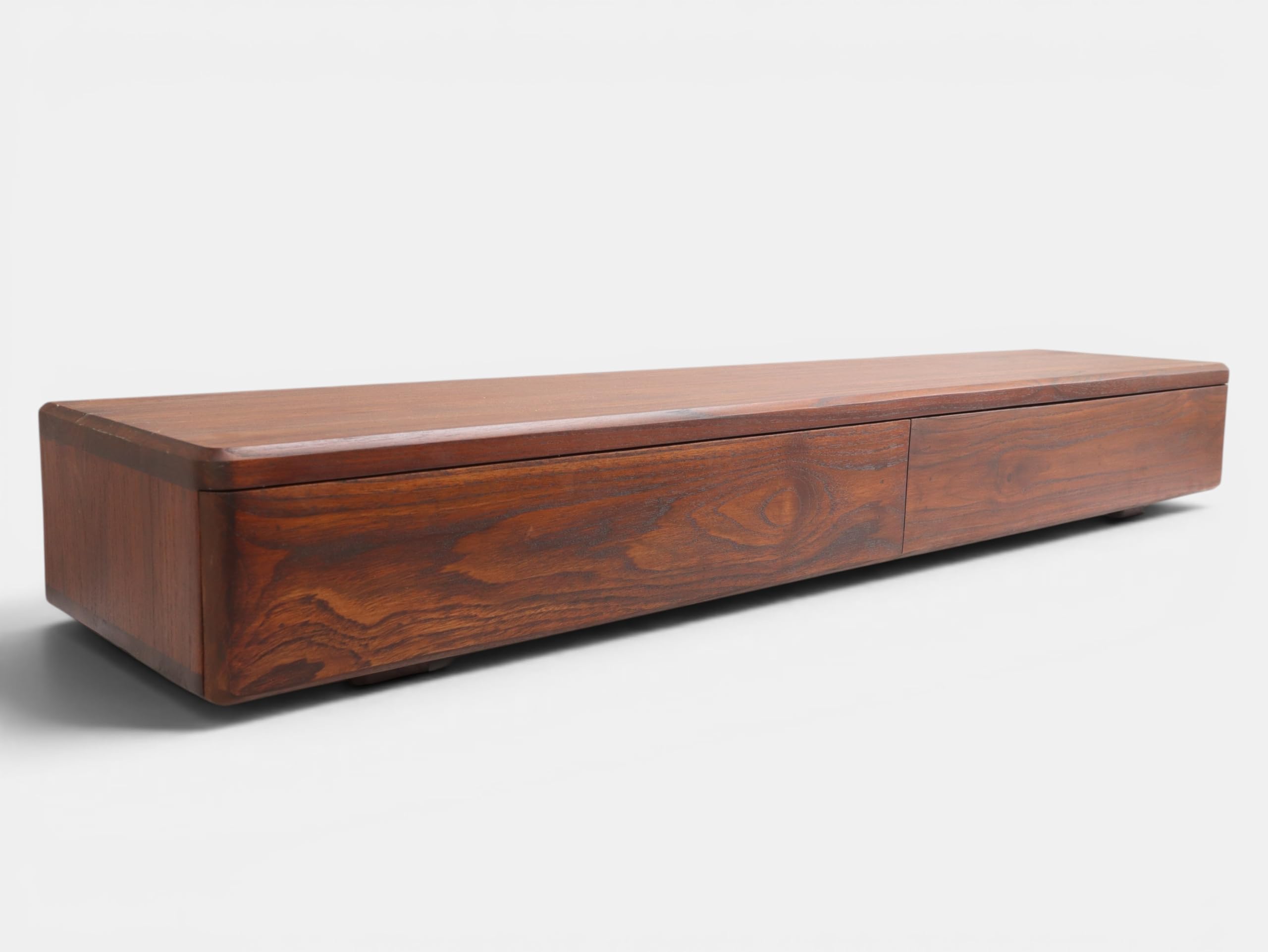 Teakwood Monitor Stand | 2 Drawer with Cork Inserts | Workspace and Gaming Setup Organizer | No Assembly Required | Japanese Craftsmanship inspired | WALNUT | 106 cms-image-49