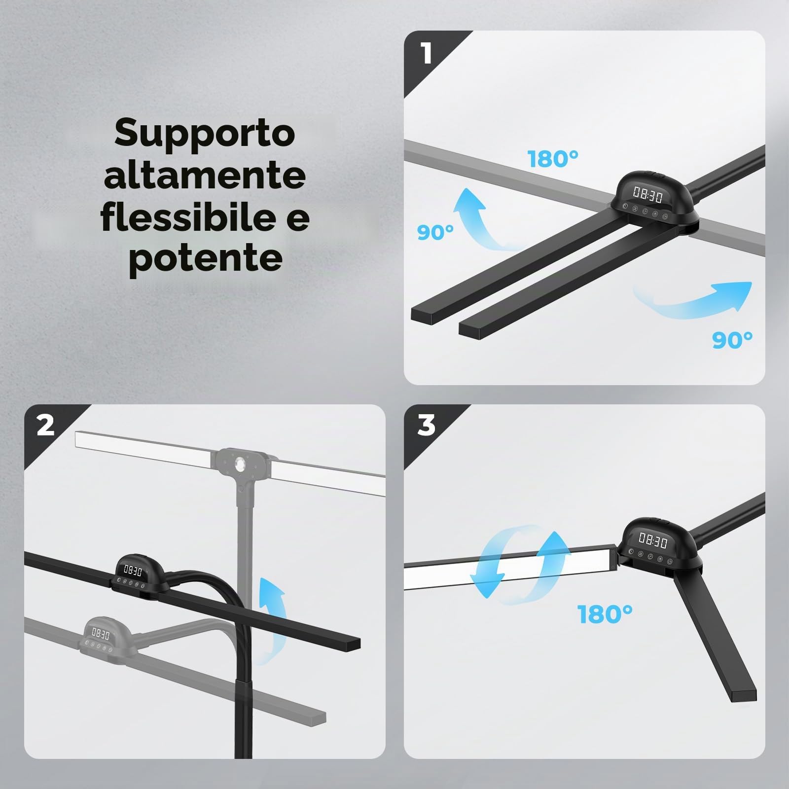 Lampada da tavolo LED da scrivania con morsetto, 90 cm, CRI≥95, 3100 K-7600 K, regolabile, luce diurna, doppia testa, lampada da scrivania, lampada da lettura, monitor con telecomando