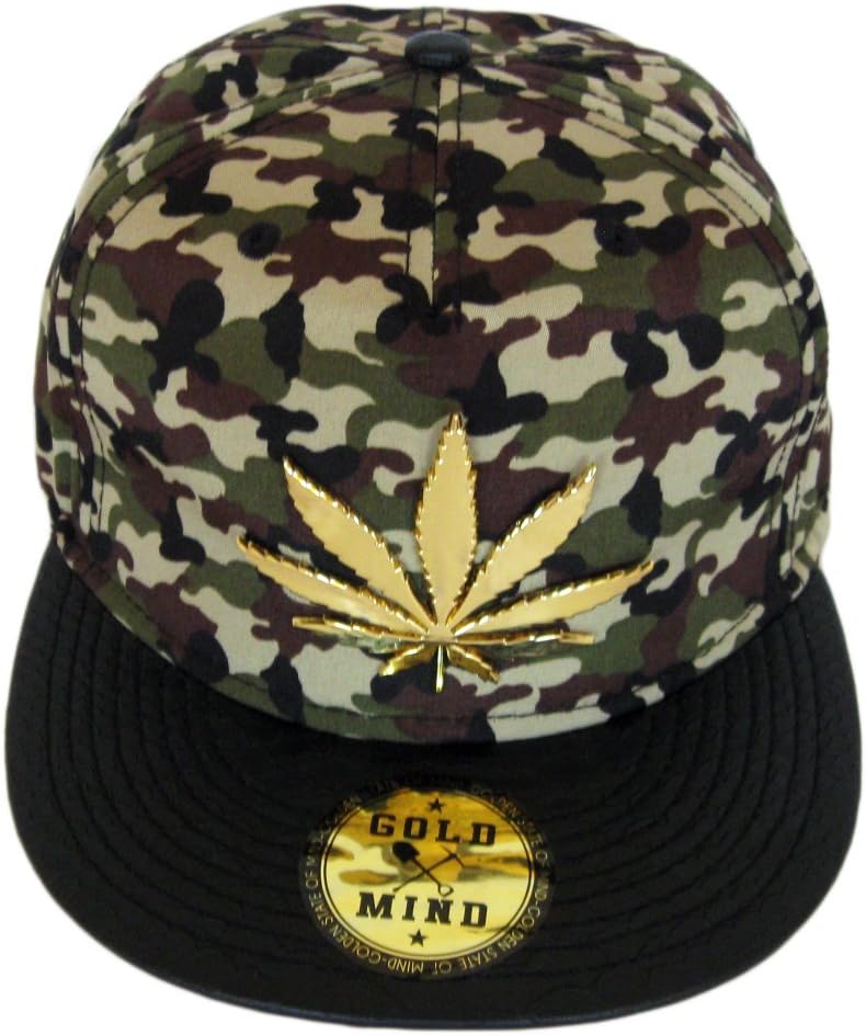 Gold Mind Golden Marijuana Leaf Camo Adjustable Snap Back Hat