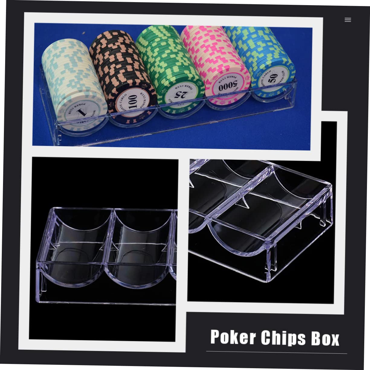 Cabilock 3pezzi Scatola Trasparentper Poker Chips Organizer Elegante Con Capacità Di Chips Per Mantenere Ordine Tuo Spazio Di Gioco Per Uso Quotidiano